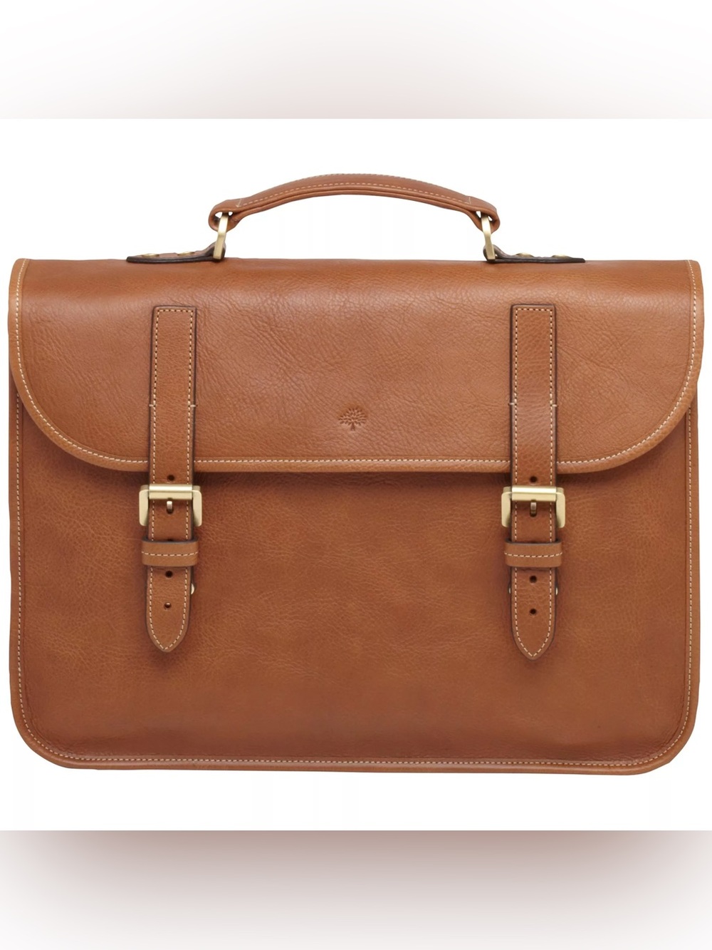 MULBERRY Elkington Calfskin Natural Oak Brown Leather Briefcase LaptopBag Unisex